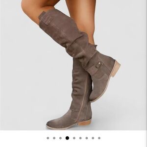 Women's Morgan and Madison Nora Knee-High Taupe Boots (Orthopedic)